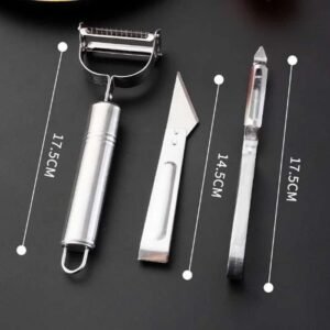 Stainless Steel Peeler Set (3 Pcs) - Vegetable & Fruit Peeler with Julienne Blade